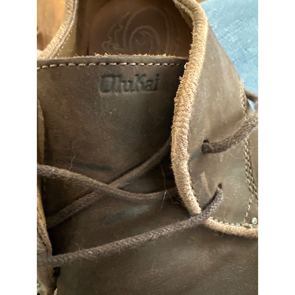 OluKai Honolulu Lace Men's Dark Brown Leather Chukka Boots US M9‎ EUR 42 - Picture 8 of 8
